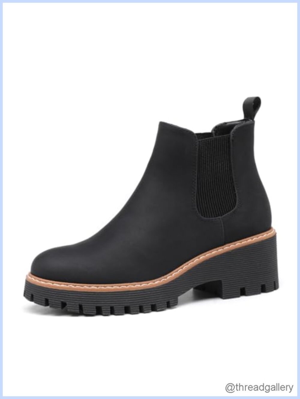 Women's Chunky Platform Chelsea Ankle Boots Low Wedge Heel Faux Leather Suede